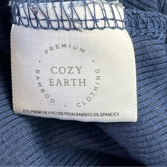 Cozy Earth Women Bamboo Rib-Knit Boyfriend Sleep Dress Navy Blue XL‎ *TINY FLAW